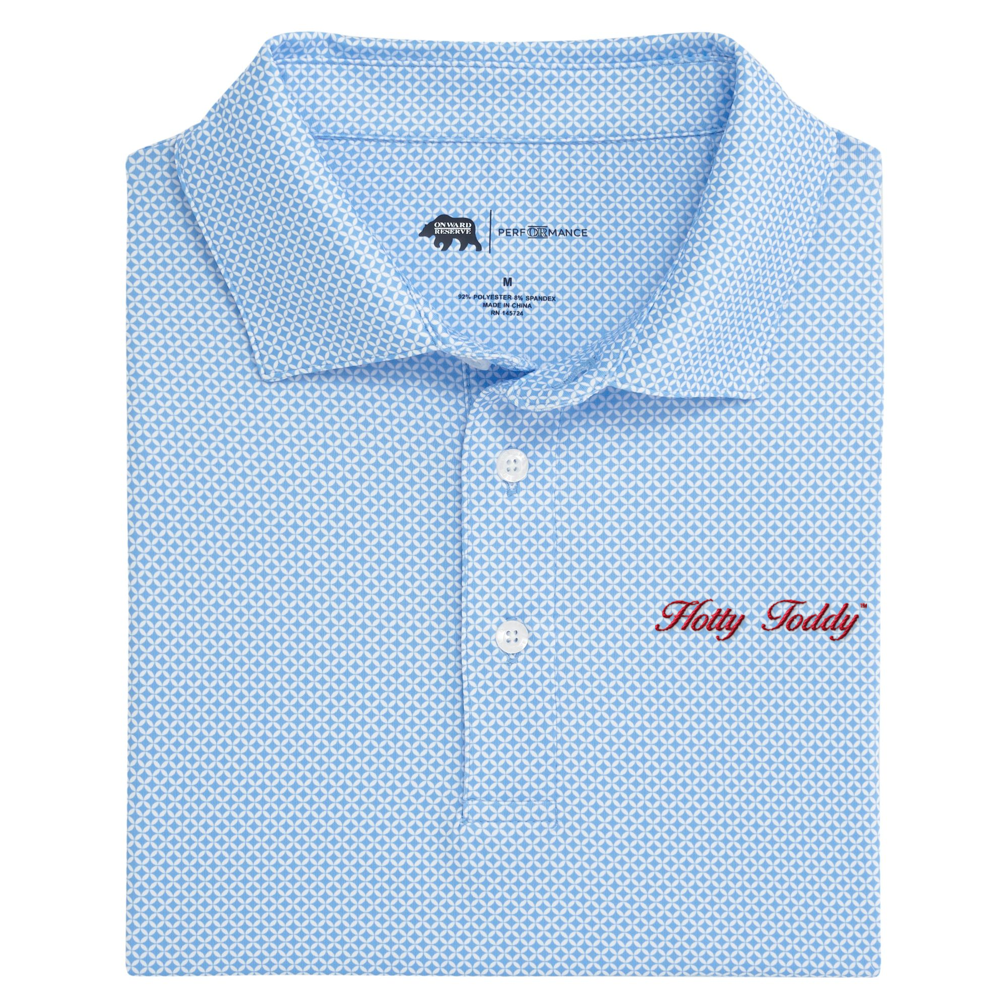 Ole Miss Hotty Toddy Vintage Script Polo - Sky Blue and White