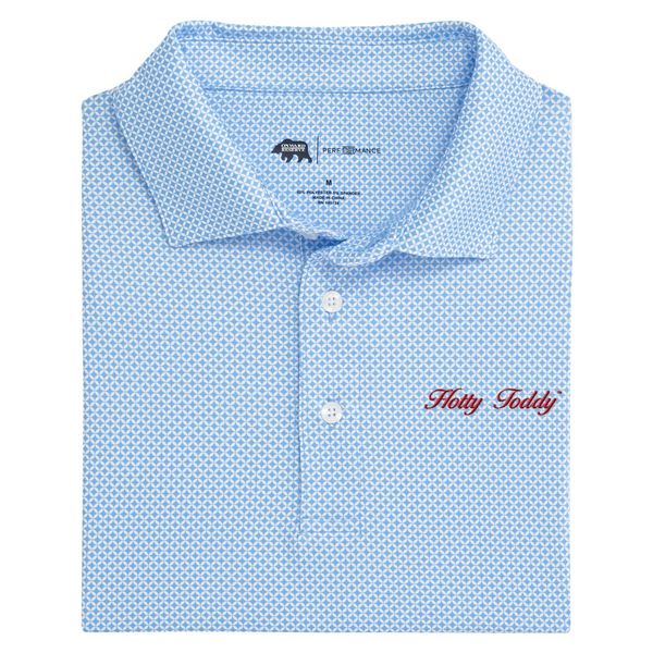 Ole Miss Hotty Toddy Vintage Script Polo - Sky Blue and White
