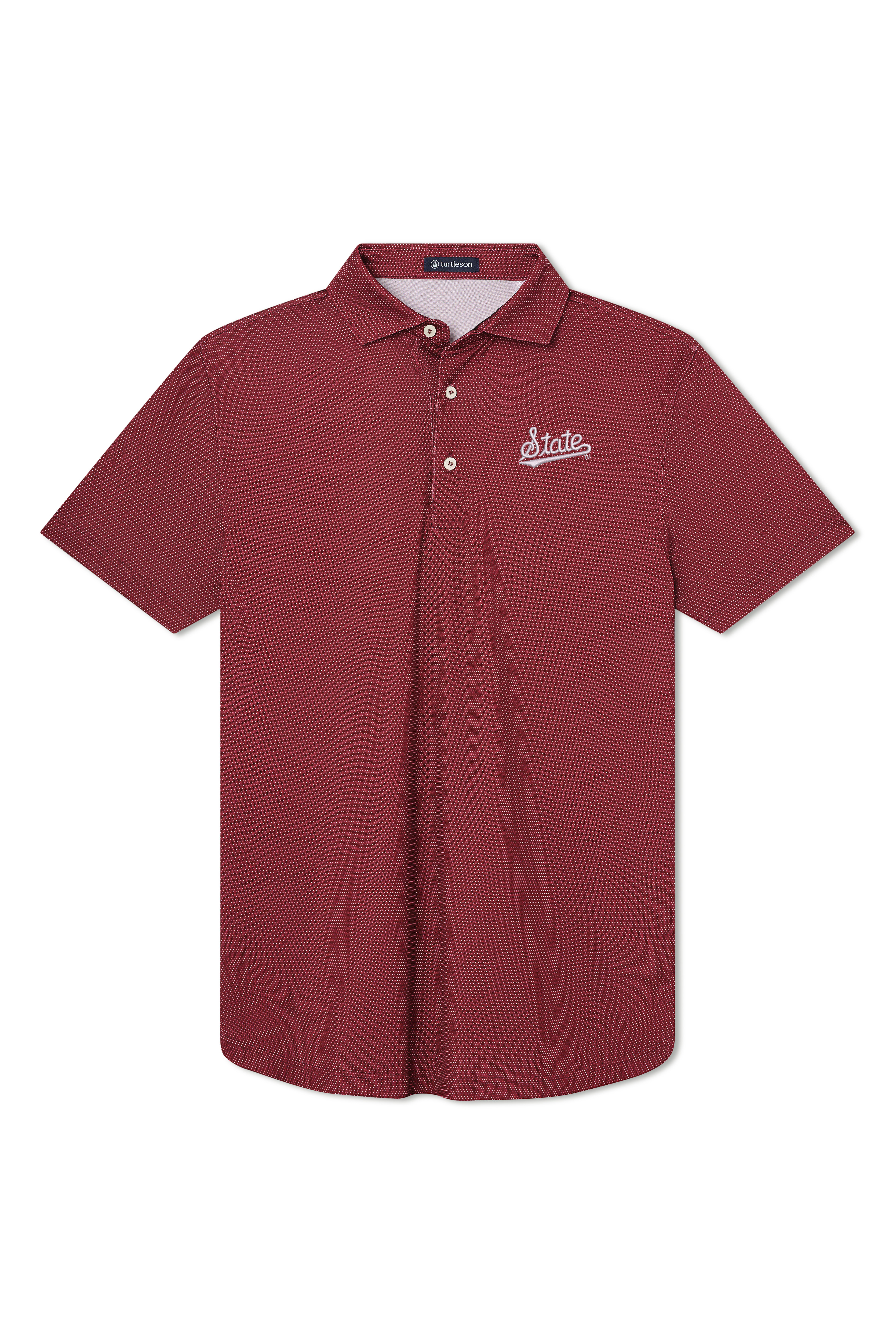 Mississippi State "Alex" Performance Polo - Maroon white White Dots and State Script