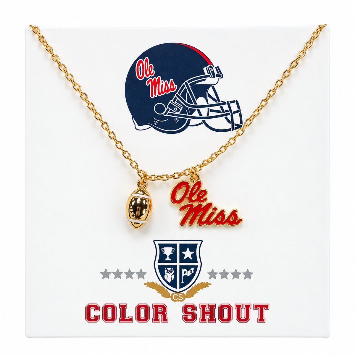 Ole Miss Football Charm Necklace
