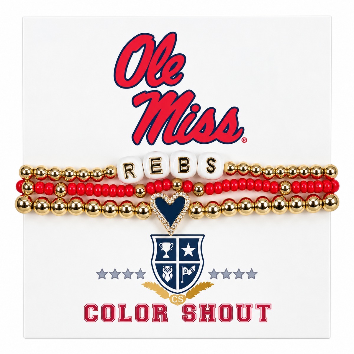 Ole Miss University Love My College Bracelet Stack