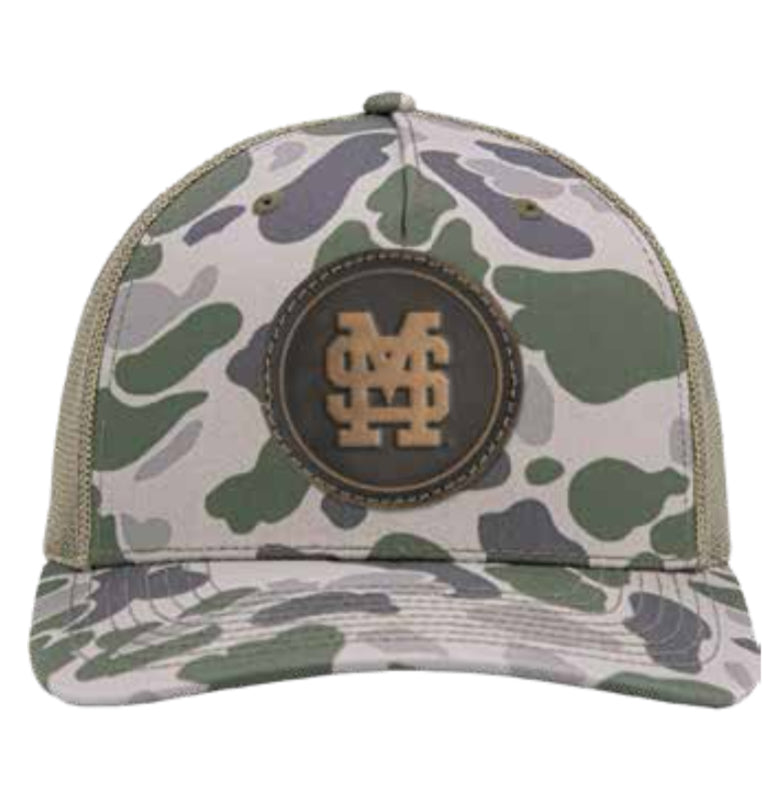 Zep-Pro Old School Camo Green Trucker Hat With M over S Circle Patch
