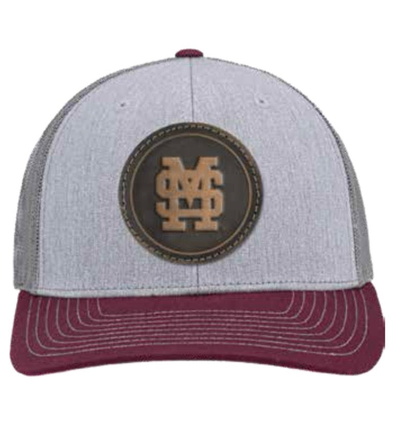 Zep-Pro Heather Maroon Trucker Hat with M over S Circle Patch