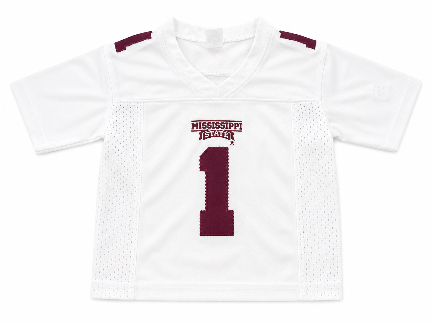 Little King Mississippi State Toddler and Youth Football Jersey with Twill Embellishment - White