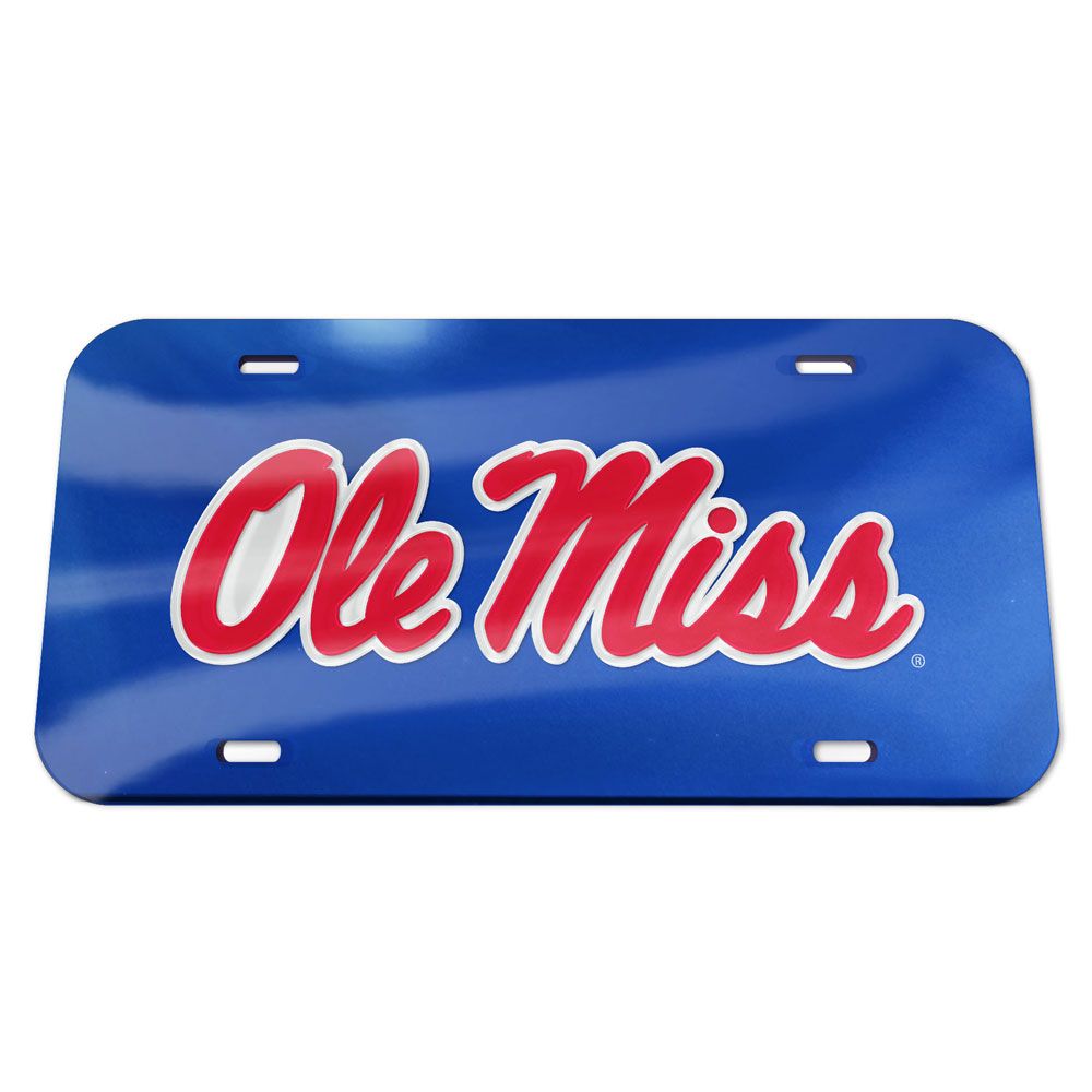 Ole Miss Script Acrylic Mirrored License Plate - Navy