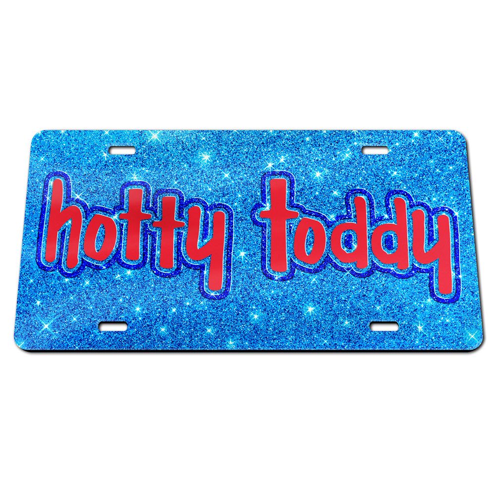 Hotty Toddy Powder Blue and Red Glitter License Plate