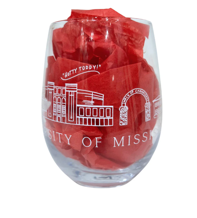 Ole Miss Skyline Wine Glass