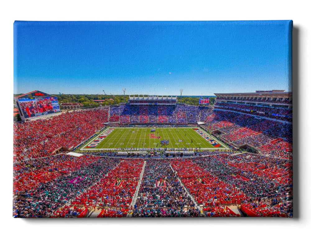 College Wall Art Ole Miss Stripe Out 24x16 Canvas