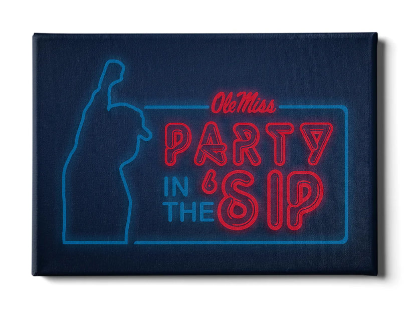 College Wall Art Neon Party in the Sip 24x16 Canvas