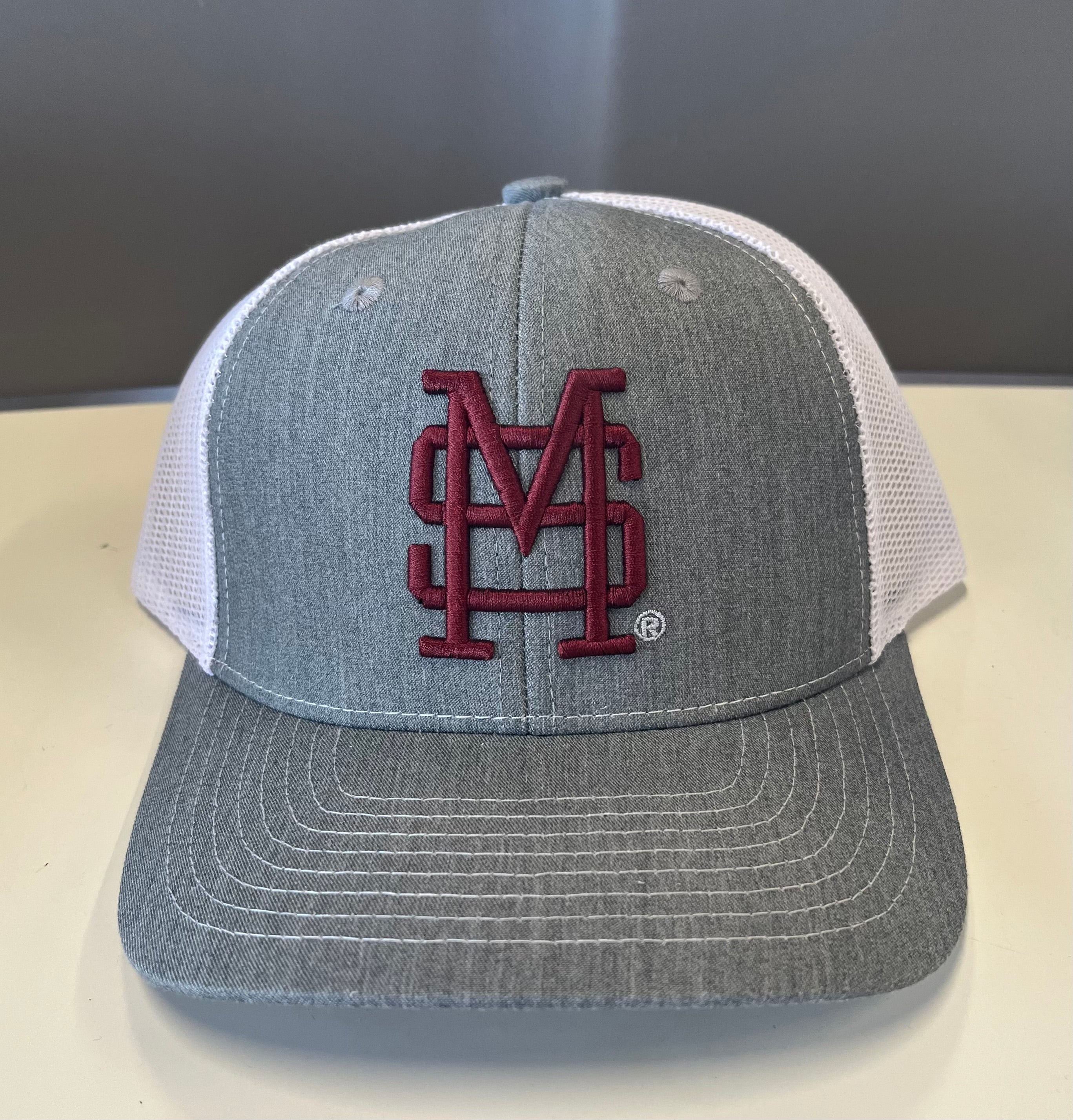 Speckle Bellies MSU Baseball Puff Logo Heather Grey/White
