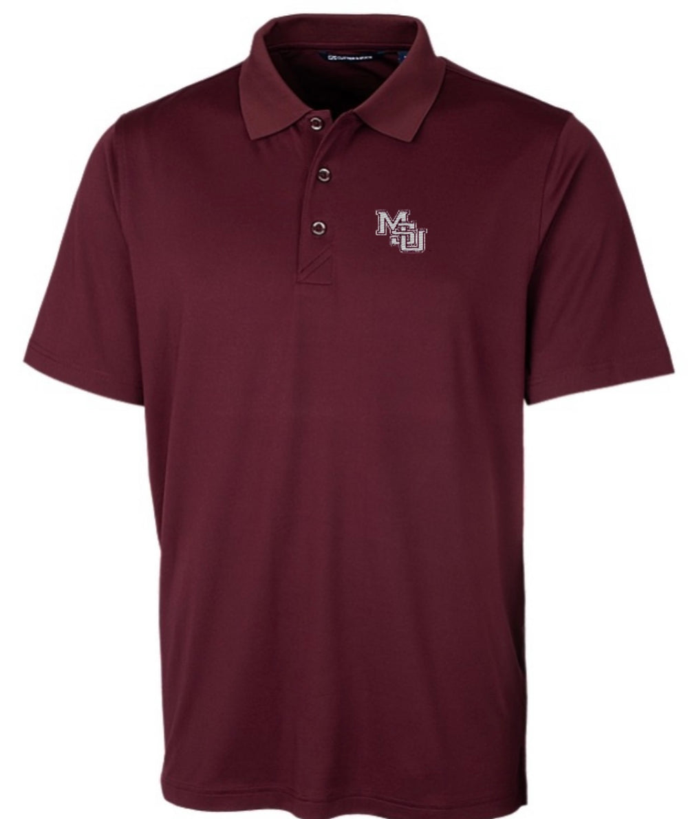 Mississippi State Cutter and Buck Maroon Polo With Interlocking MSU