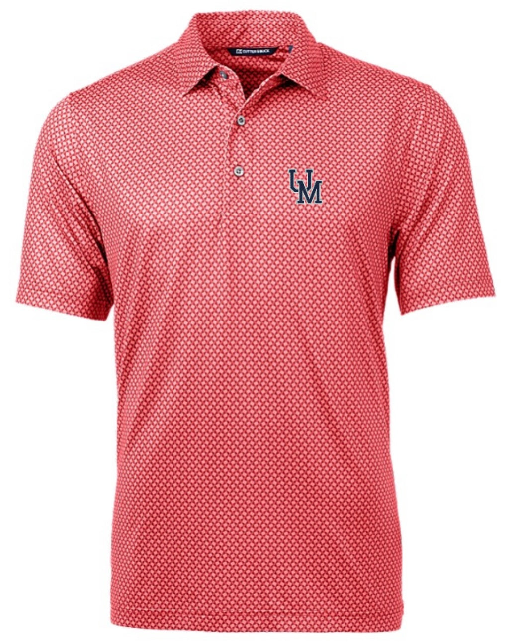 Cutter and Buck Ole Miss Pike Banner Print Stretch Polo-Red