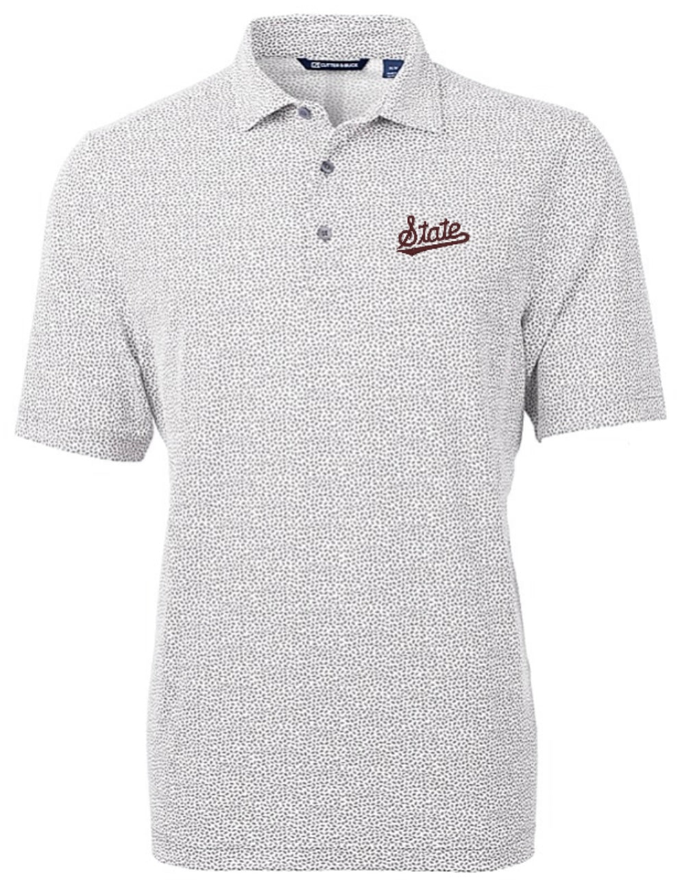 Mississippi State Cutter and Buck Pique Botanical Print Polo-Grey