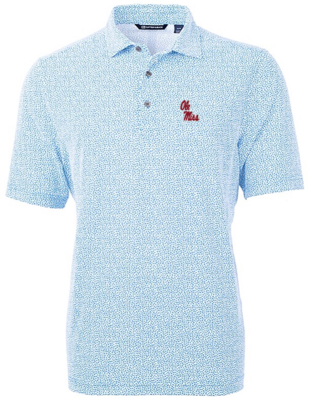 Cutter and Buck Pique Botanical Print Polo- Powder Blue