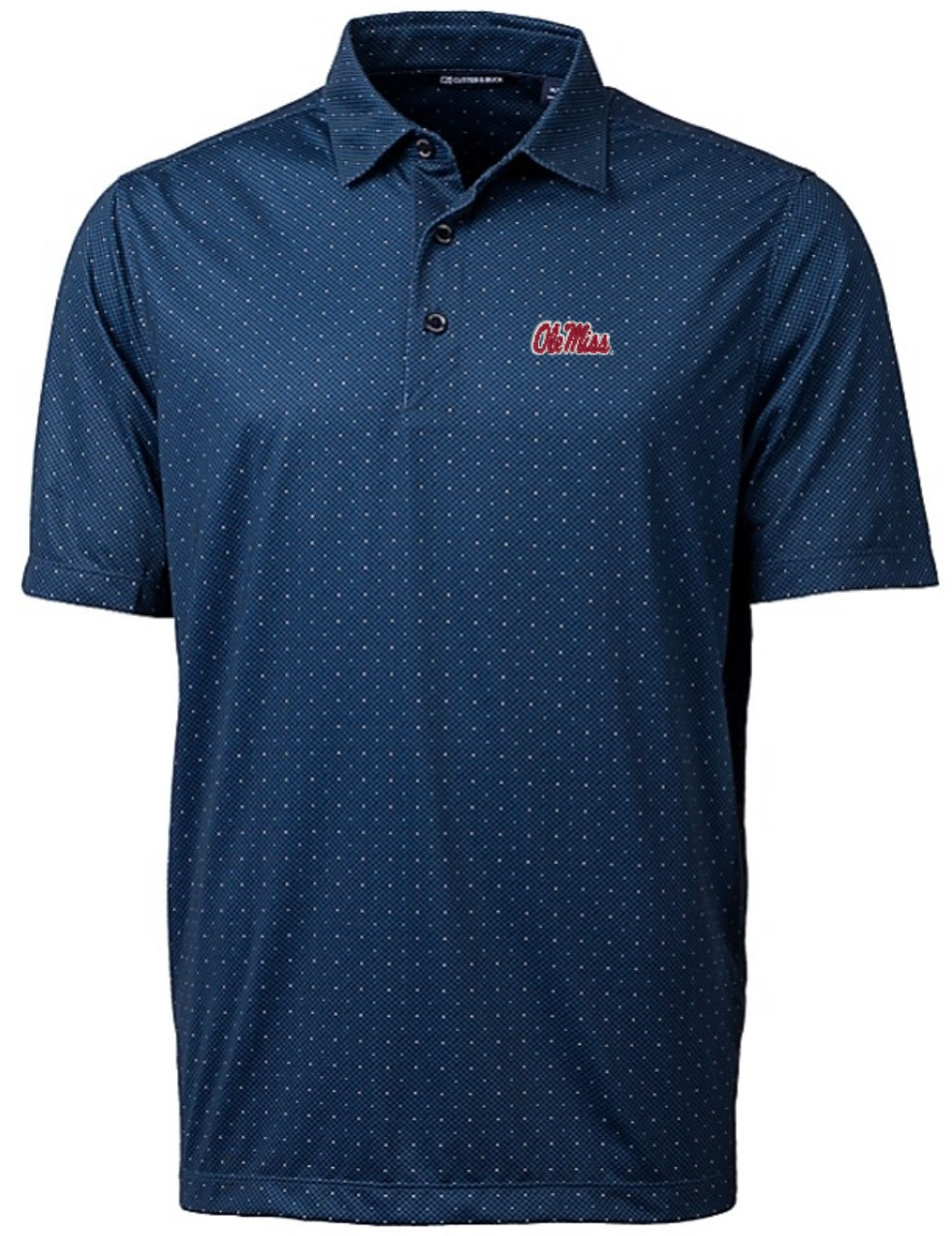 Ole Miss Cutter and Buck Double Dot Print Polo-Navy