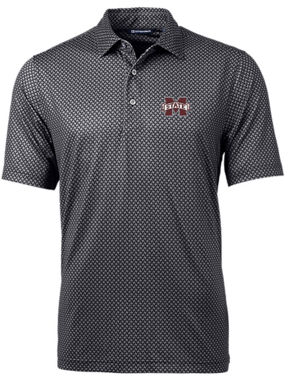 Mississippi State Cutter and Buck Pike Banner Print Polo-Black