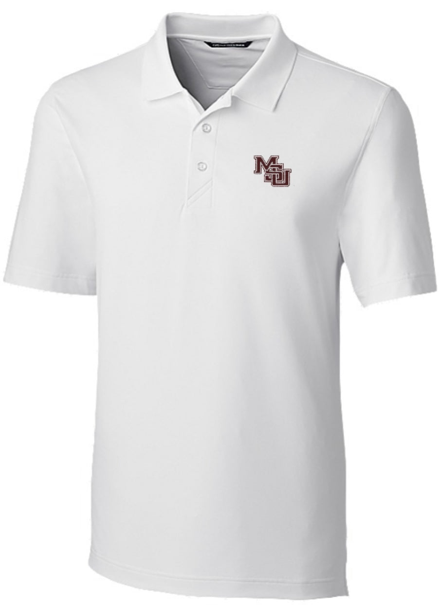 Cutter and Buck Mississippi State White Polo with Interlocking MSU