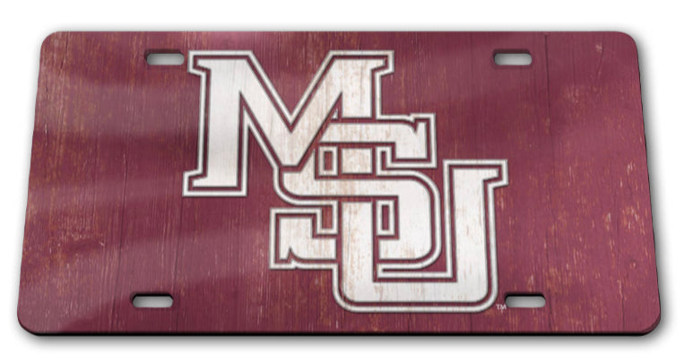 Mississippi State Interlocking MSU Maroon Car Tag