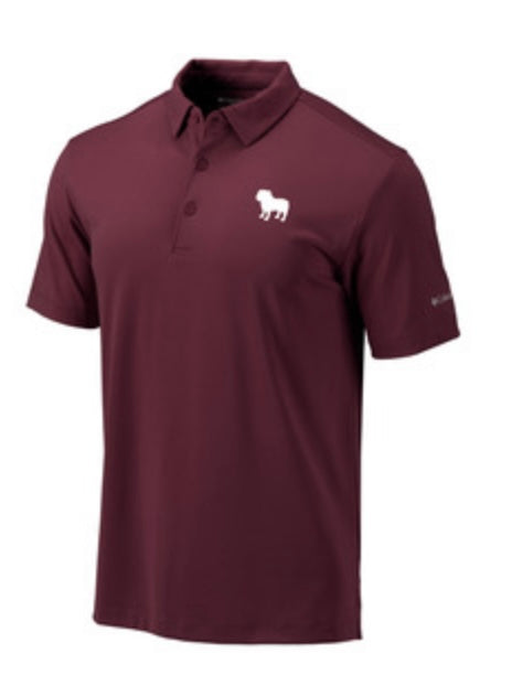 Mississippi State Columbia Omni Wick Drive Polo - Maroon with Bulldog Silhouette