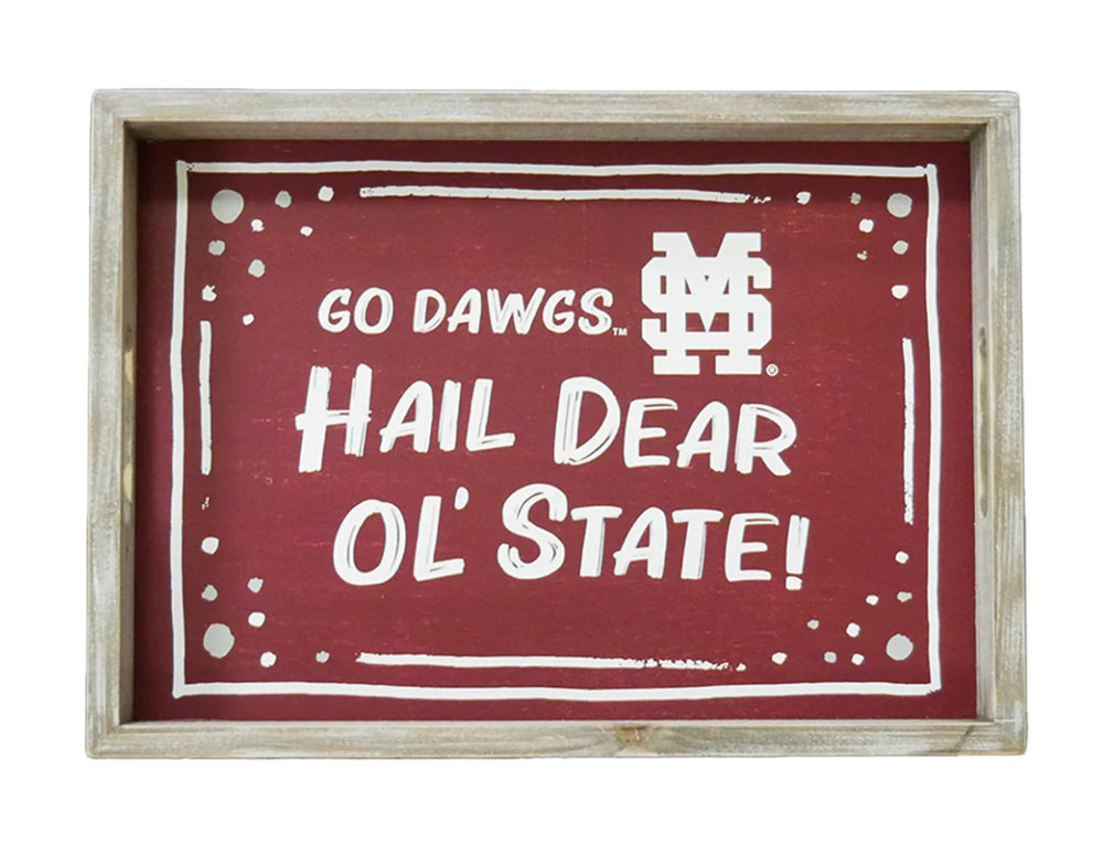 Mississippi State Spirit Wood Rectangle Tray
