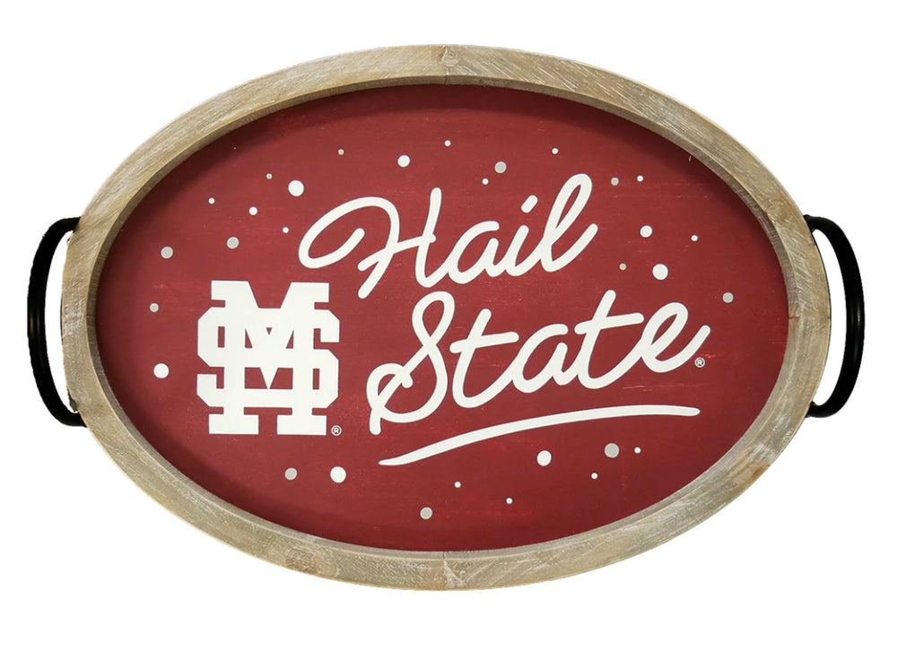 Mississippi State Spirit Wood Oval Tray