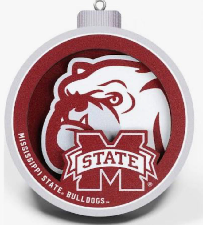 Mississippi Sate 3D Logo Series Ornament