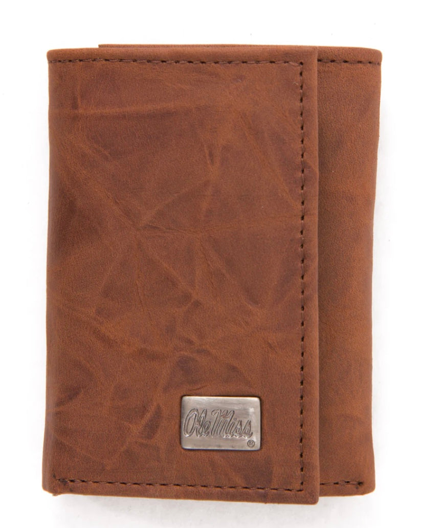 Ole Miss Tri Fold Leather Wallet