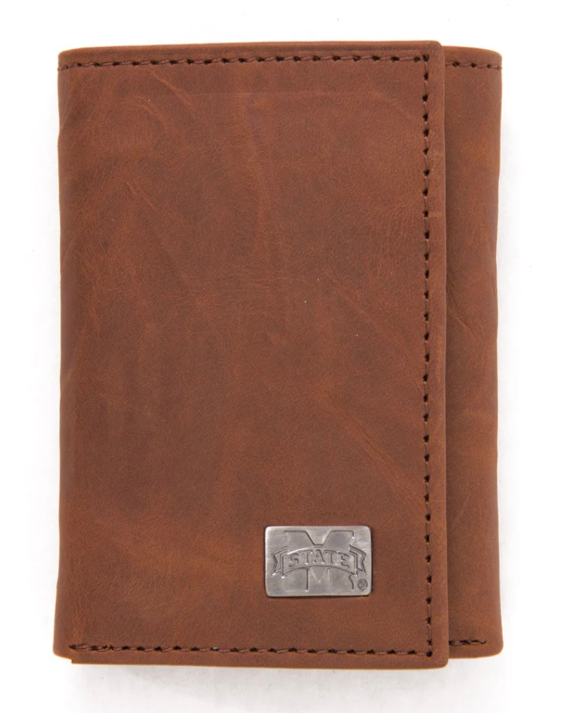 Mississippi State Tri Fold Leather Wallet