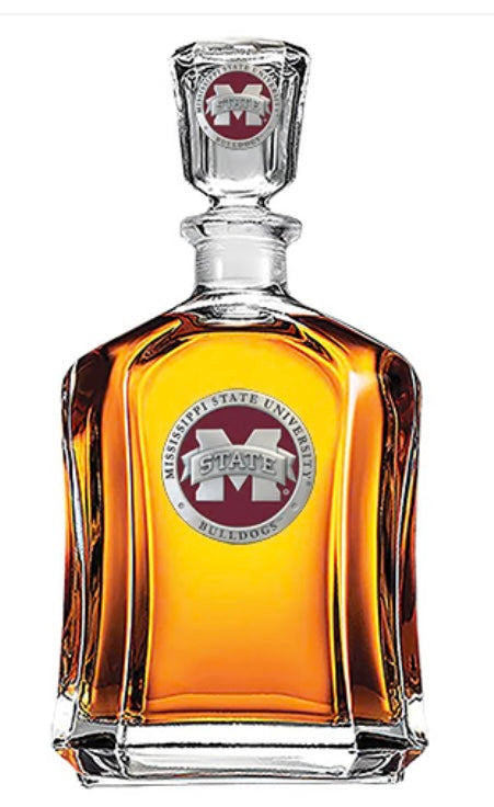 Mississippi State Decanter with Pewter M State Logo