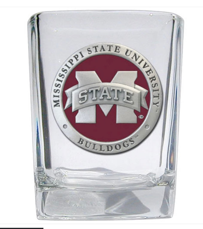 Mississippi State Shot Glass with Pewter M State Logo