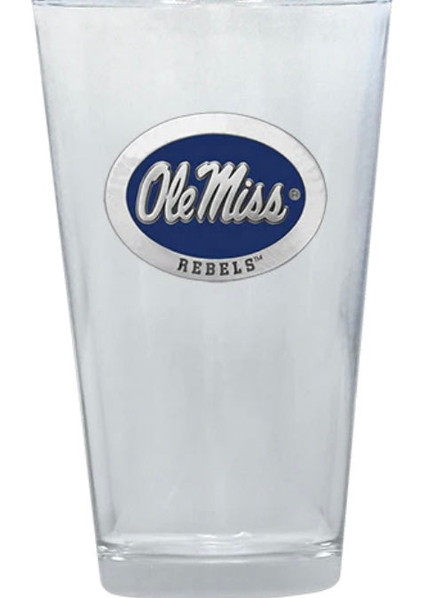 Ole Miss Pint Glass with Pewter Logo