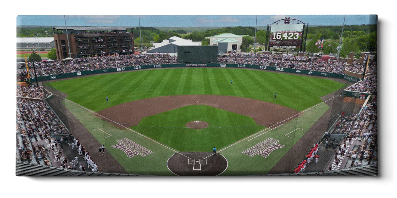 Mississippi State NCAA Baseball Attendance Record Canvas 36x16