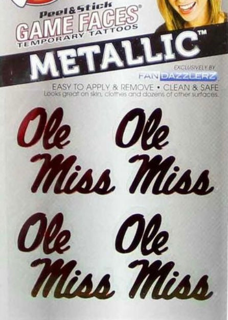 Ole Miss Waterless Metallic Tatoos