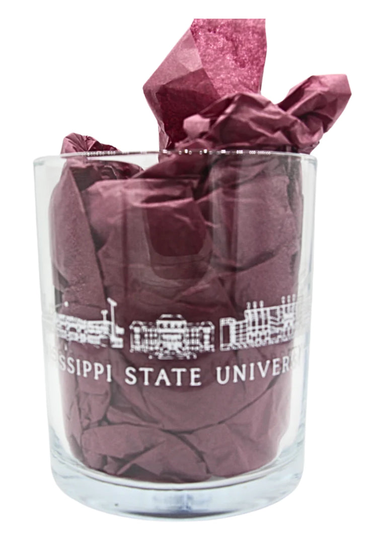 Mississippi State Skyline Rocks Glass