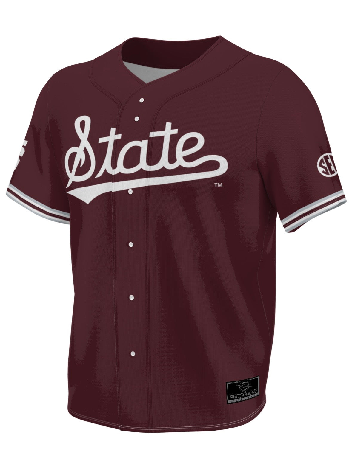 ProSphere Mississippi State Youth Maroon Full Button Baseball Jersey with State Script