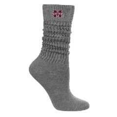 TCK Heather Grey Scrunch Mississippi State Socks