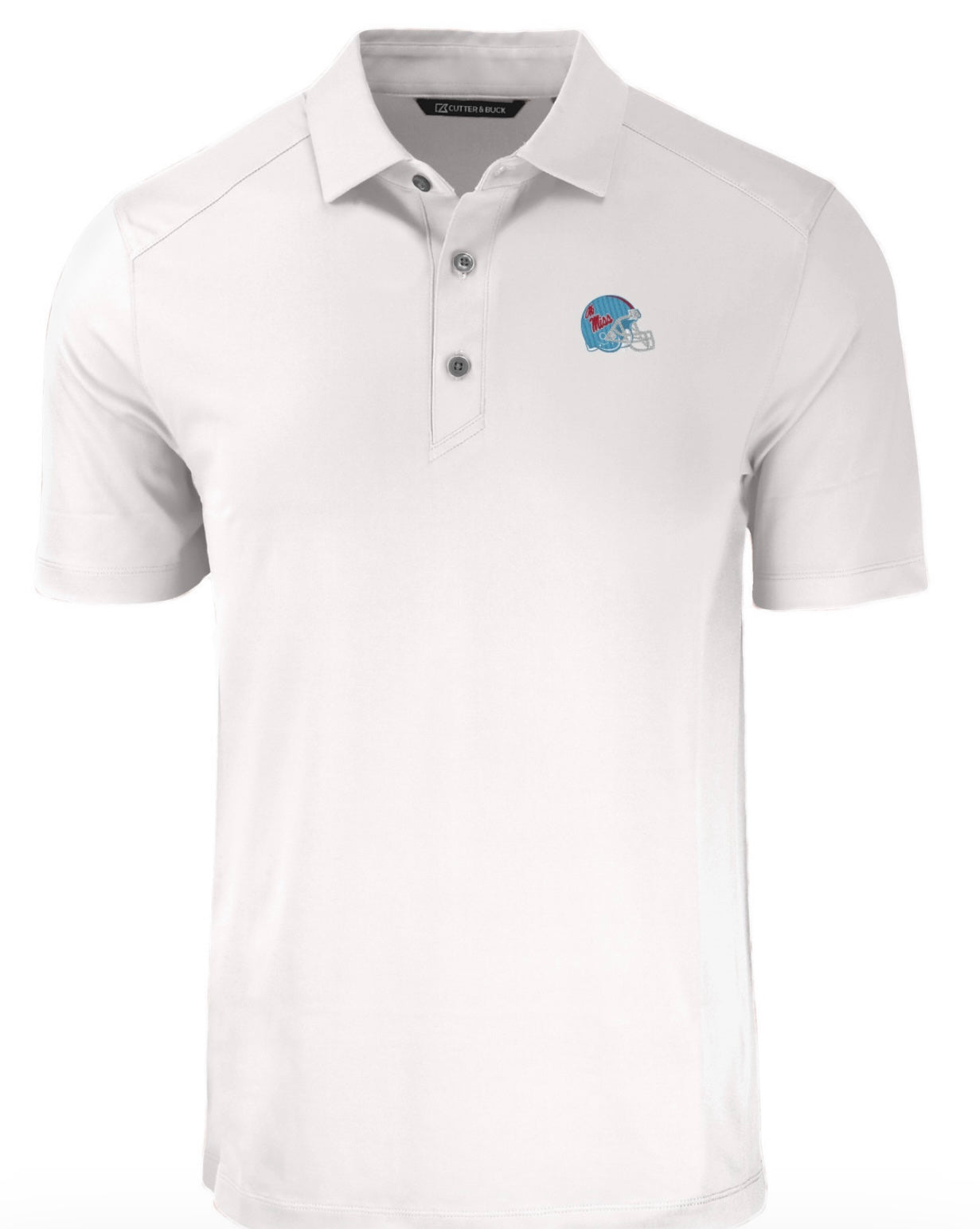 Cutter and Buck Ole Miss Forge Eco Polo with Helmet - White