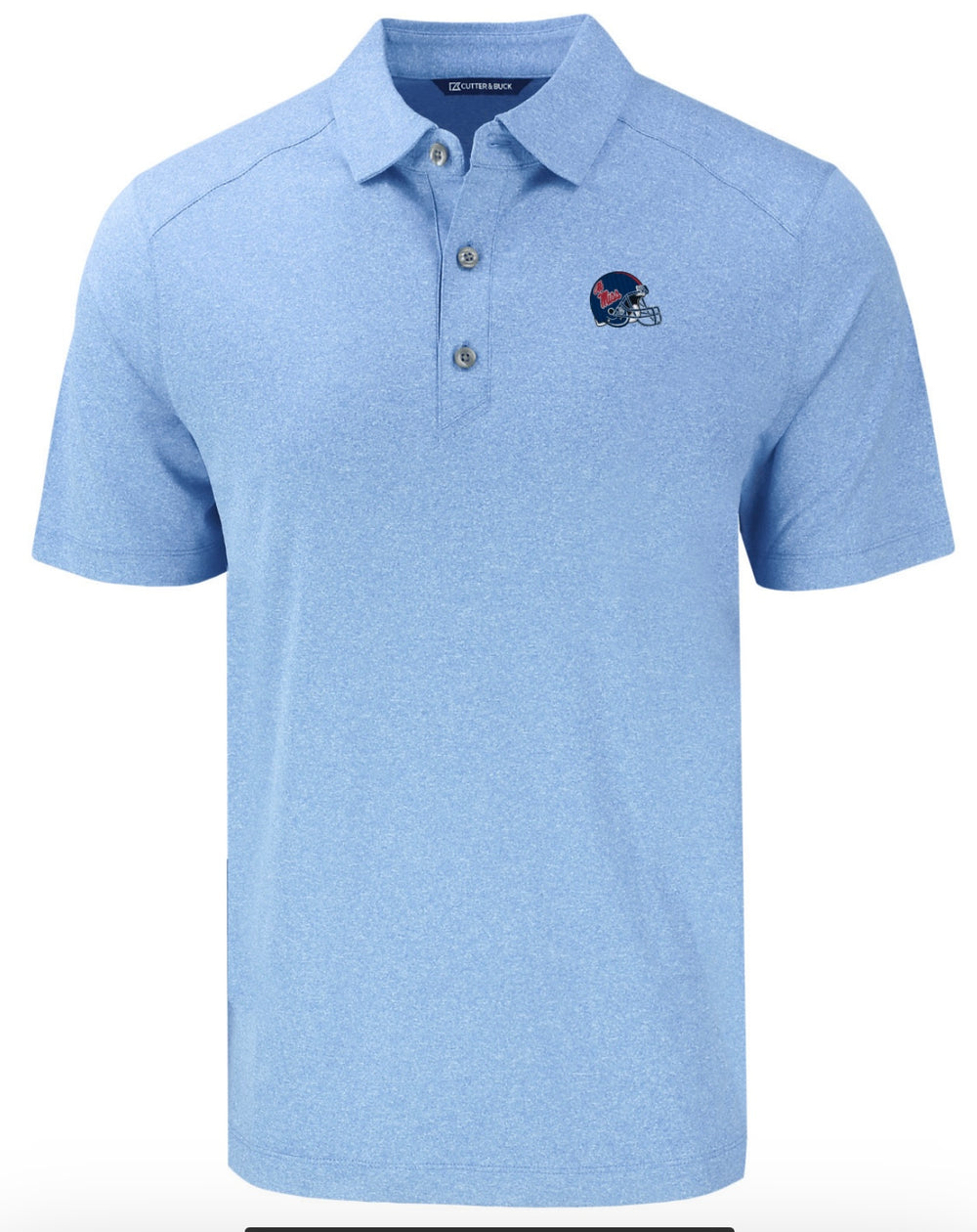 Cutter and Buck Ole Miss Forge Eco Polo with Helmet - Powder Blue