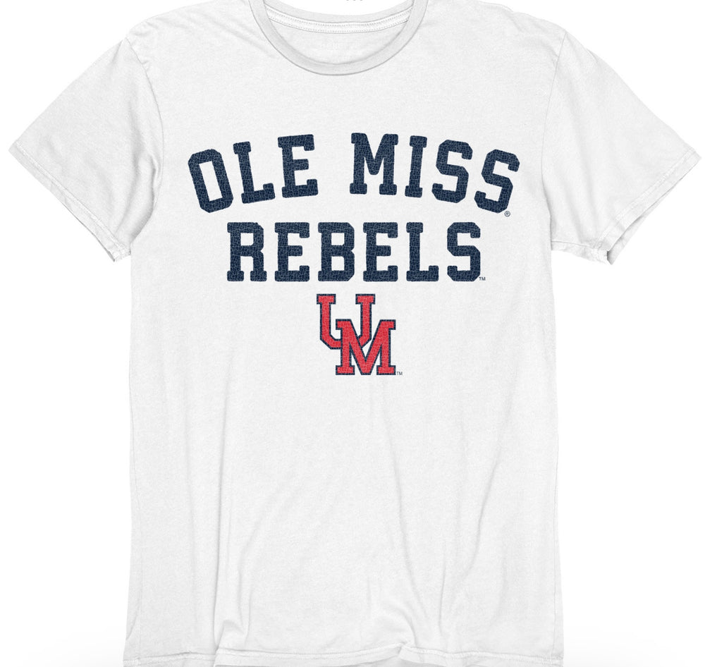 Blue 84 Ole Miss Tri Blend Vintage Tee - White