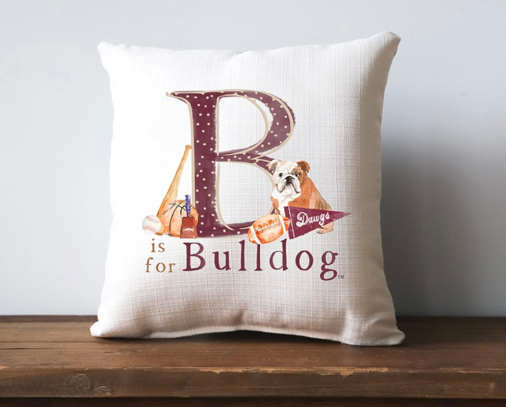 Little Birdie Mississippi B is for Bulldog Pillow