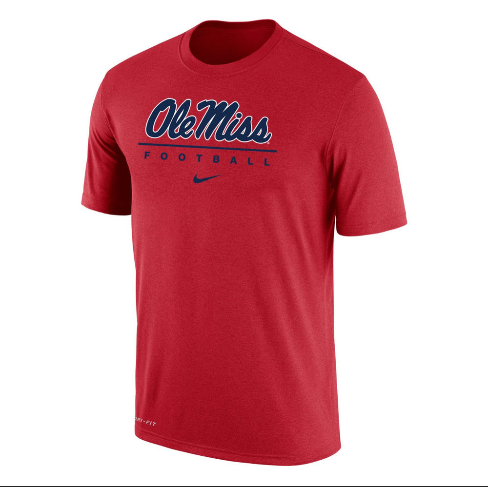 Nike Ole Miss Dri-Fit Cotton Football Tee- Red