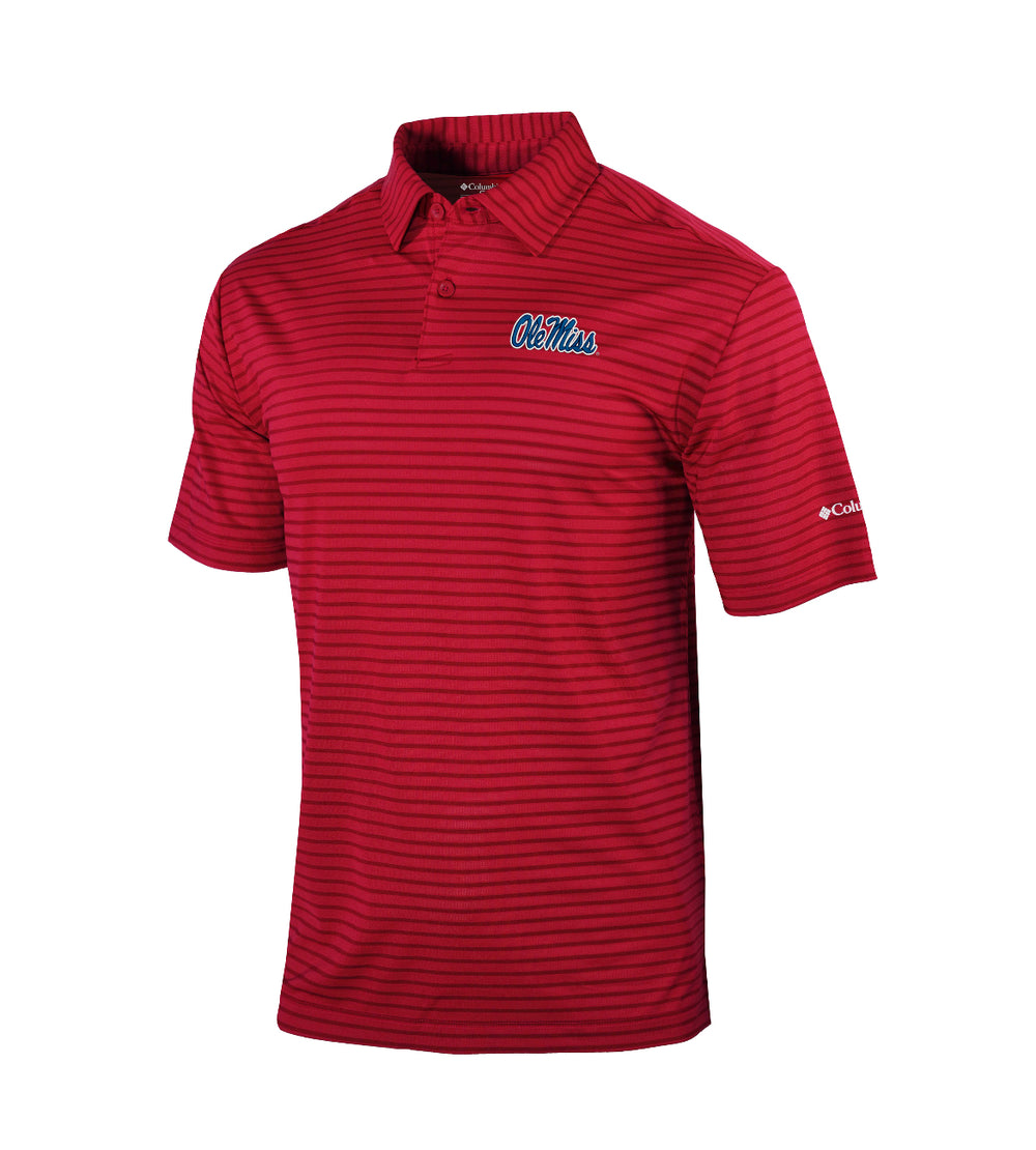 Columbia Red Smooth Roll Script Ole Miss Men's Polo
