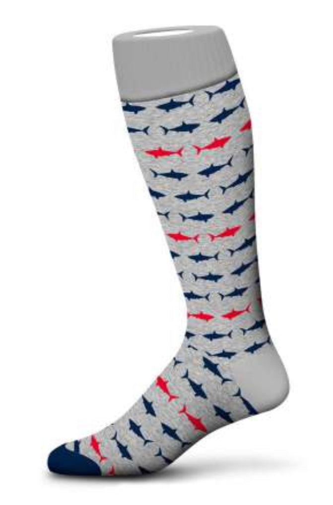 DeadSoxy Navy Socks with Sharks - Grey