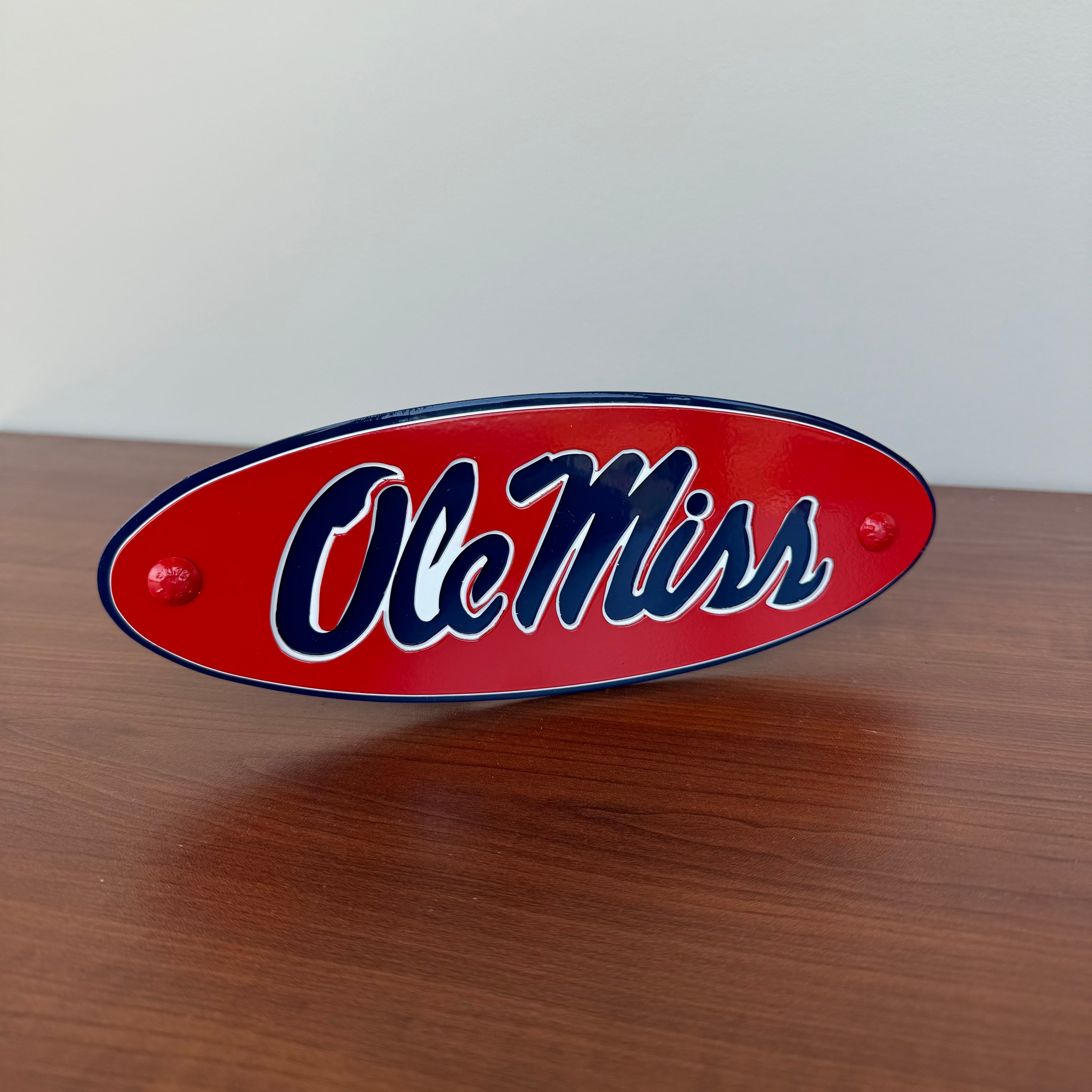 Gameday Ironworks Ole Miss Oval Hitch Red on Blue