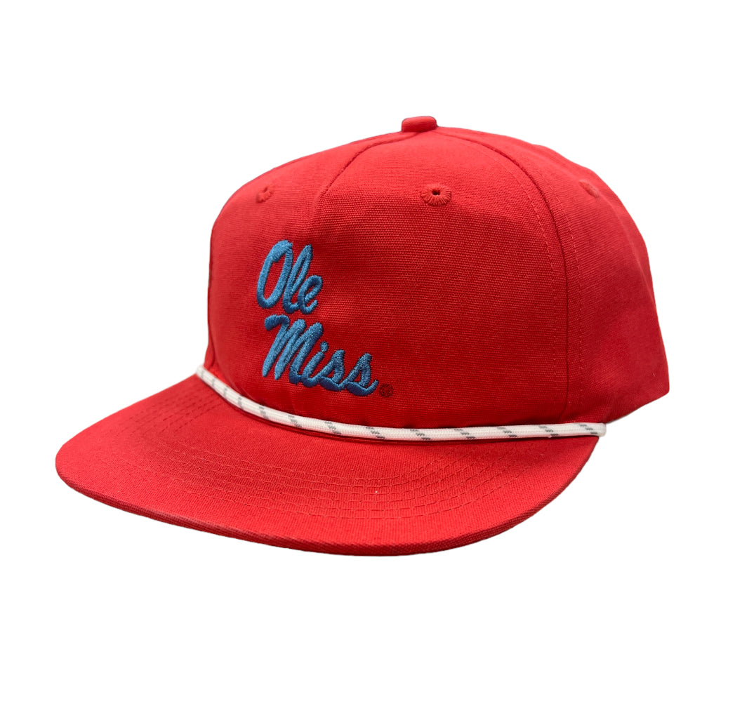 Speckle Bellies Ole Miss Stacked Red Rope Cap