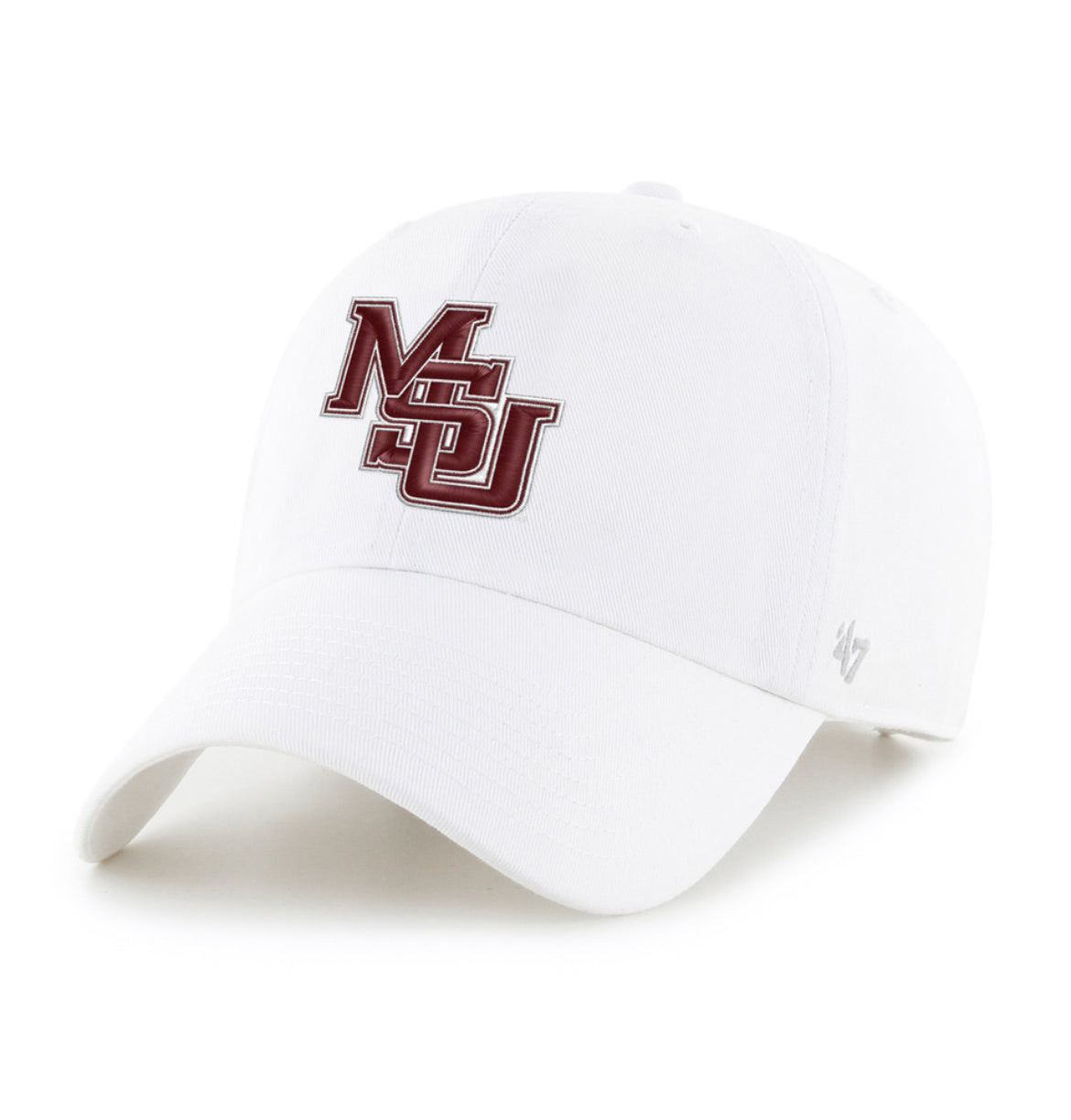 47 Brand Clean-Up Cap-White Interlocking MSU