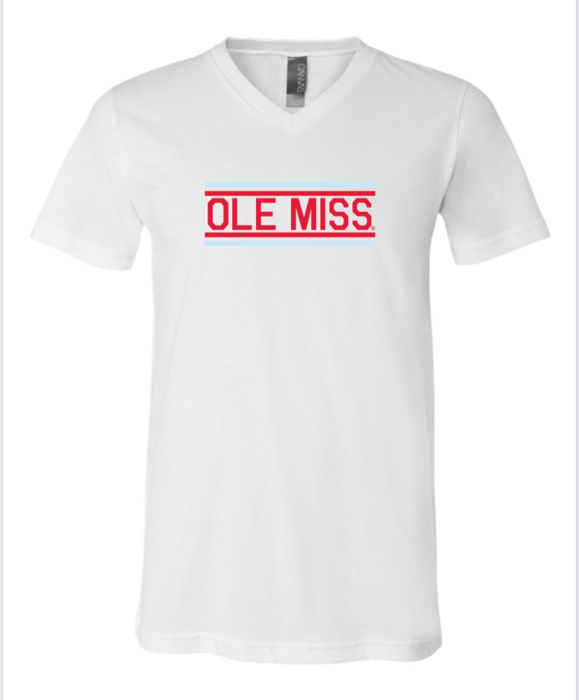 Bella Canvas White Ole Miss Bar Design