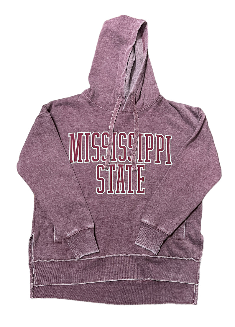 Mississippi State Southlawn  Maroon Hooded Vintage Fleece
