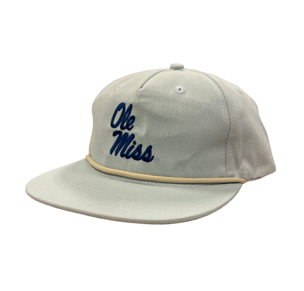Speckle Bellies Ole Miss Stacked Tarpon Rope Cap - Powder Blue