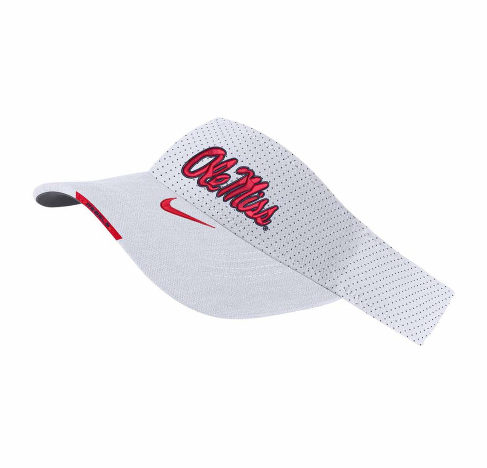 Nike Ole Miss Men's Sideline Dri Fit Visor - White